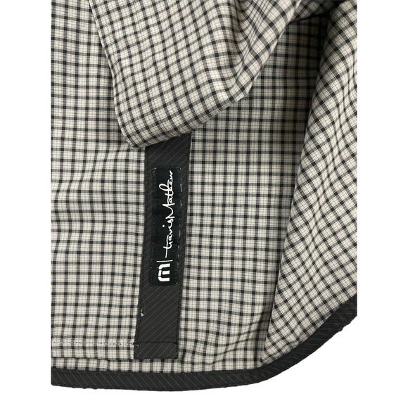 Travis Mathew Plaid Button Up Long Sleeve Mens Shirt Size M Black Grey - Picture 6 of 8